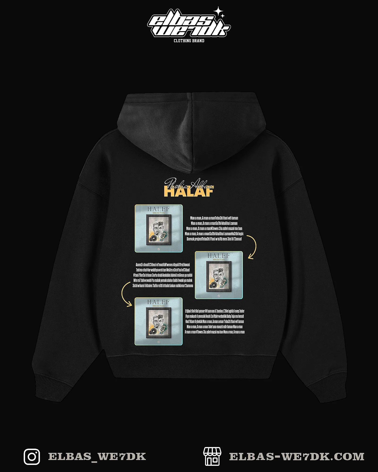 HOODIE HALAF Black back