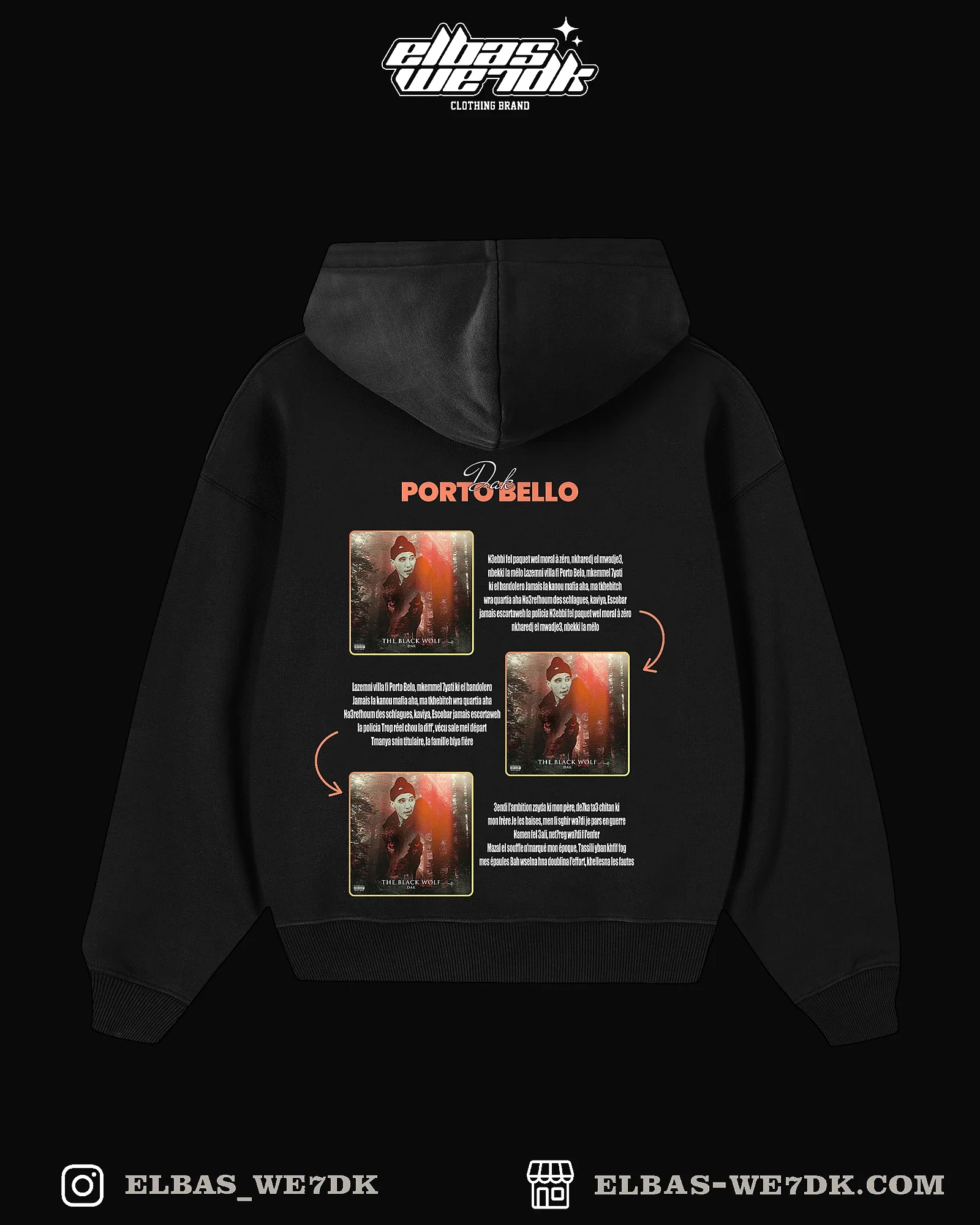 HOODIE PORTO BELLO Black back