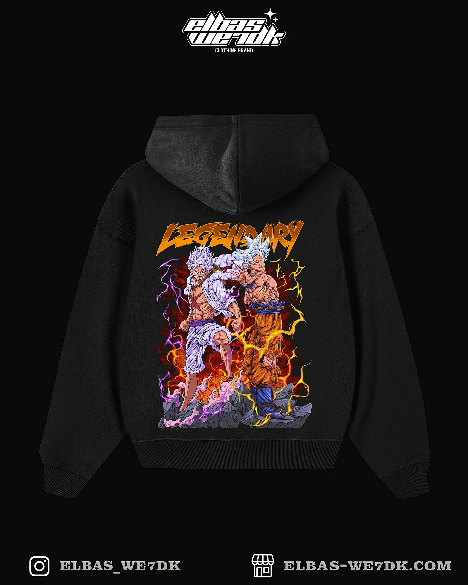 HOODIE GOKU + LUFFY Black back