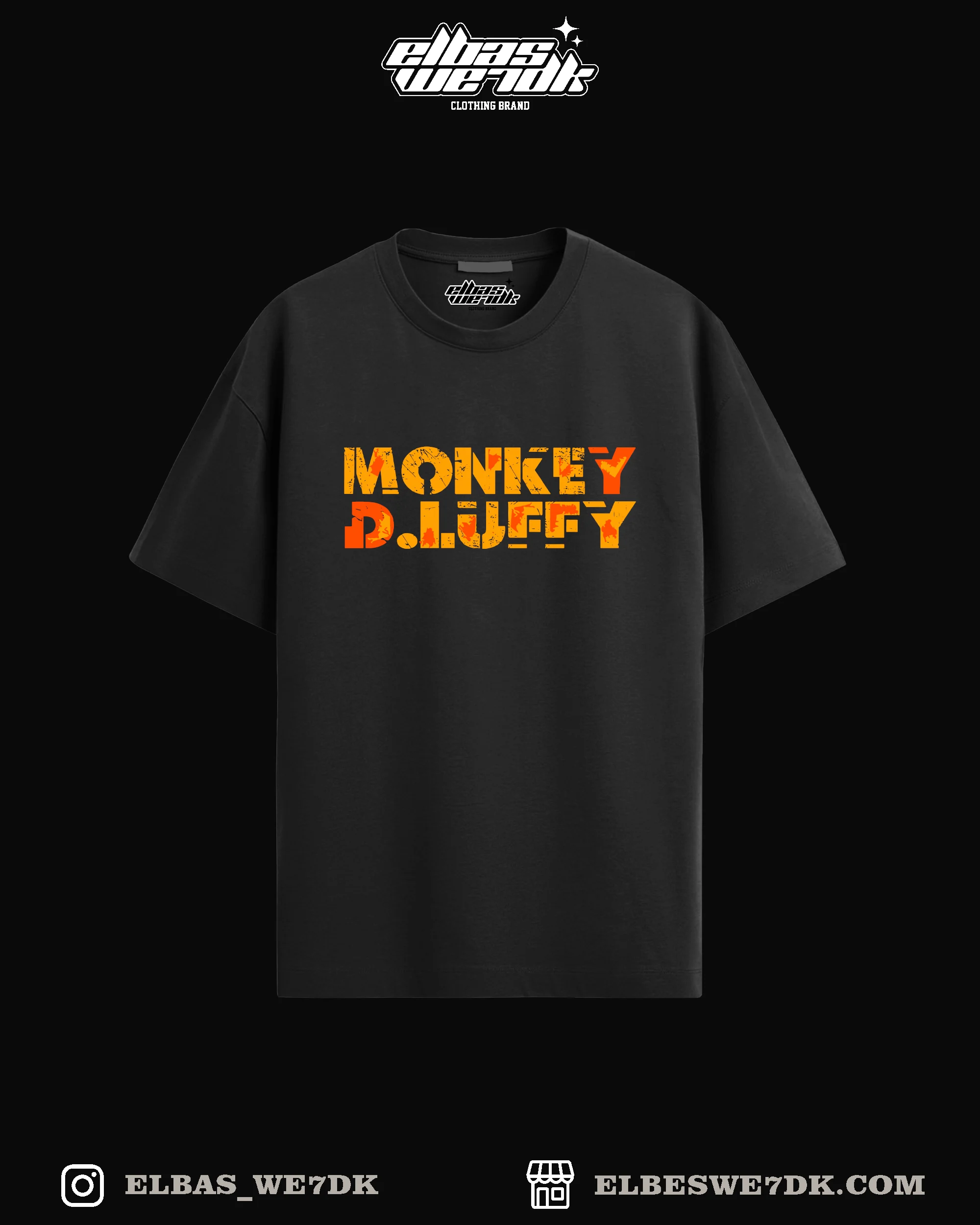 Oversize LUFFY TOOL t-shirt by ELBAS WE7DK, anime style, 100% cotton, Algerian streetwear.