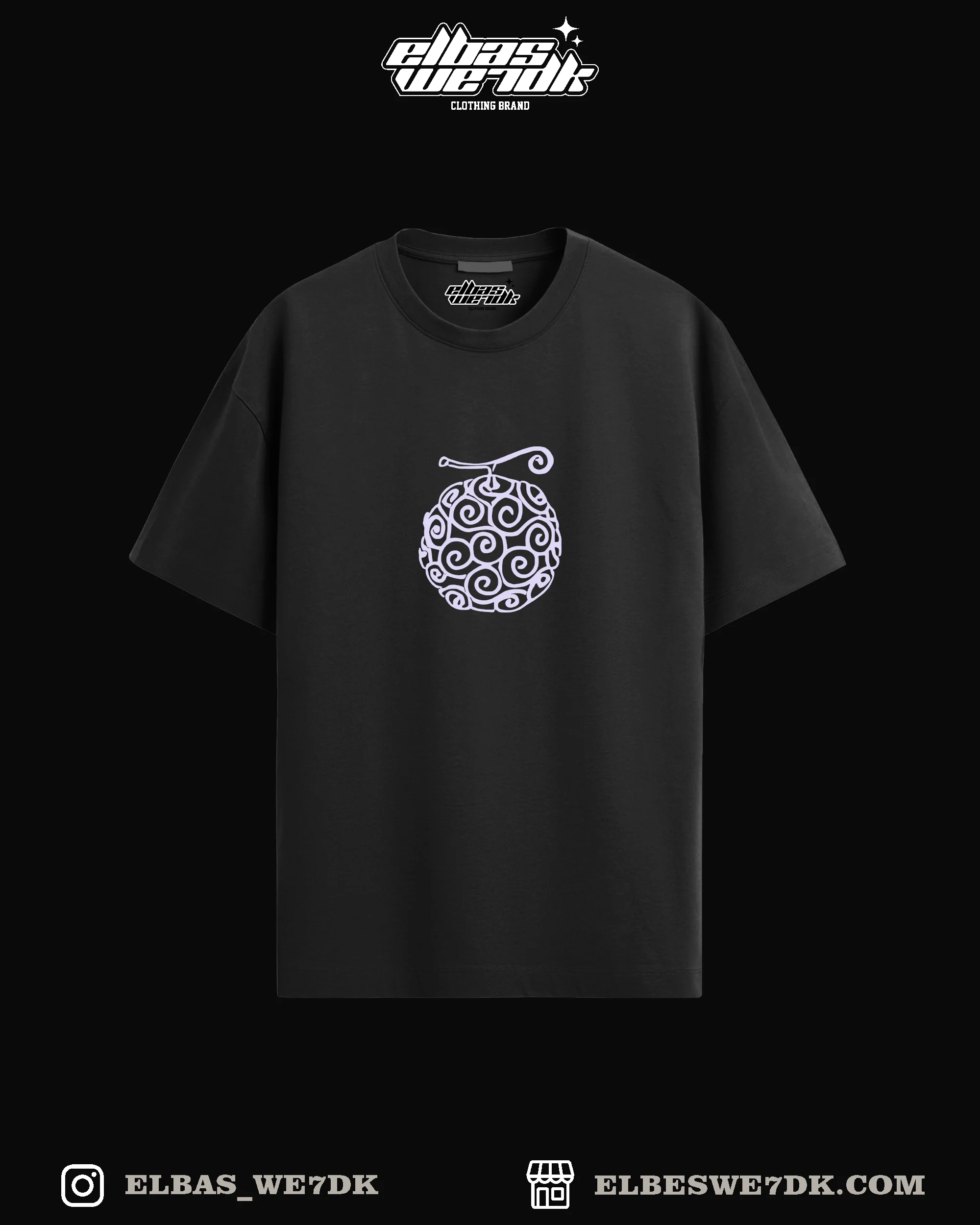 Oversize LUFFY-HAHA t-shirt from ELBAS WE7DK brand, anime style streetwear.