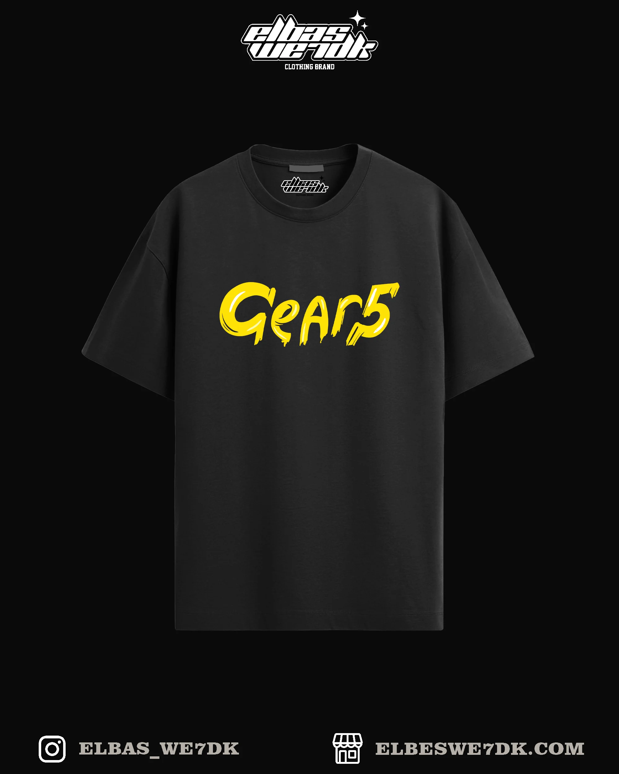 Luffy-Gear-5 anime t-shirt from ELBAS WE7DK brand, oversized fit, front view.