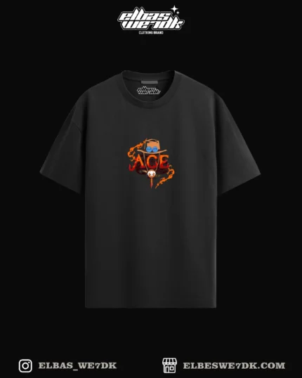 Oversize ACE FIRE t-shirt from ELBAS WE7DK brand with anime design