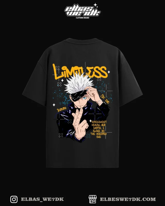 GOJO SIX EYES t-shirt from ELBAS WE7DK brand, anime style streetwear.