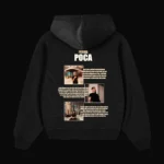A young man wearing the oversized HOODIE POCA from ELBAS WE7DK street wear collection.