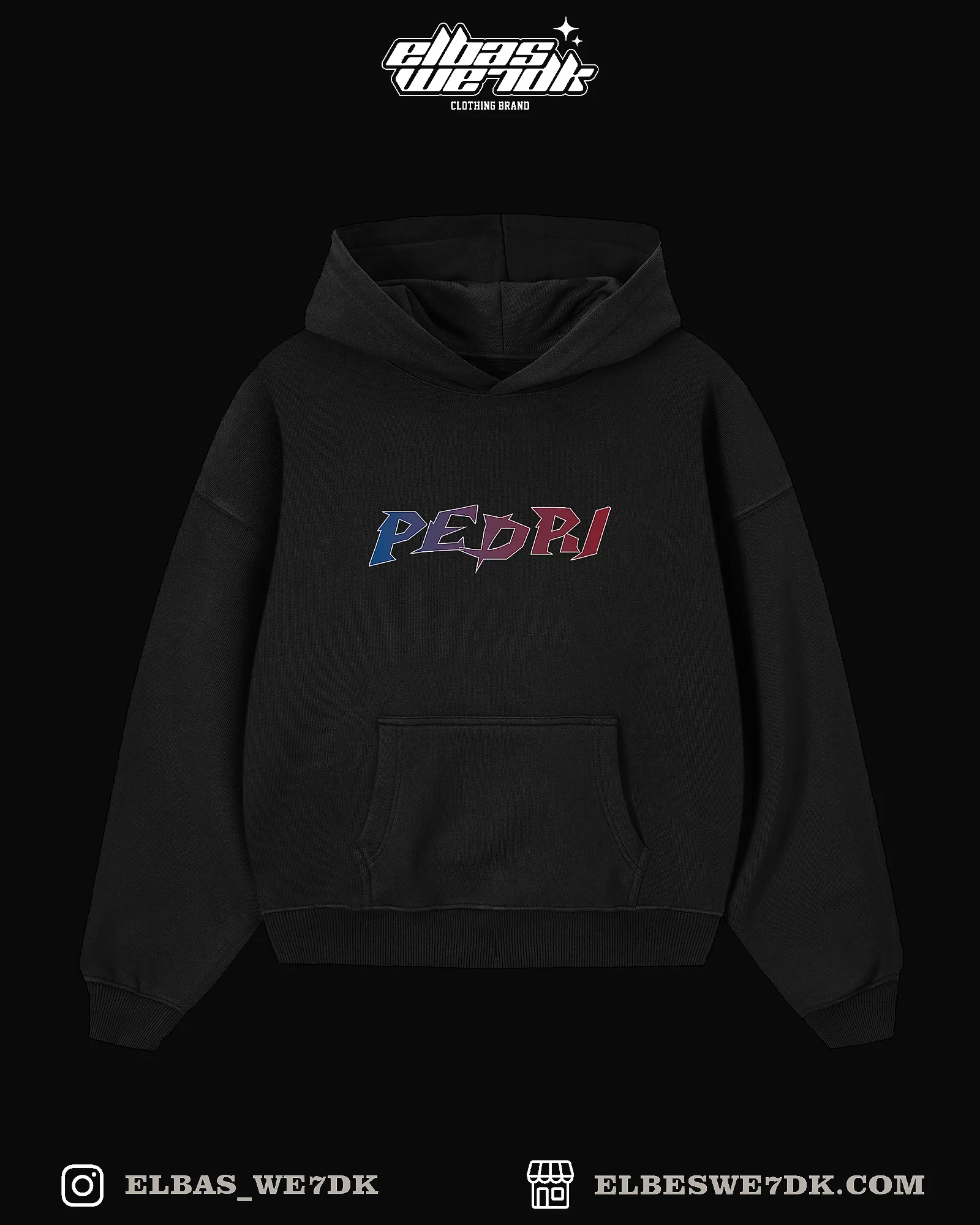 PEDRI hoodie by ELBAS WE7DK, oversized fit, casual streetwear style.