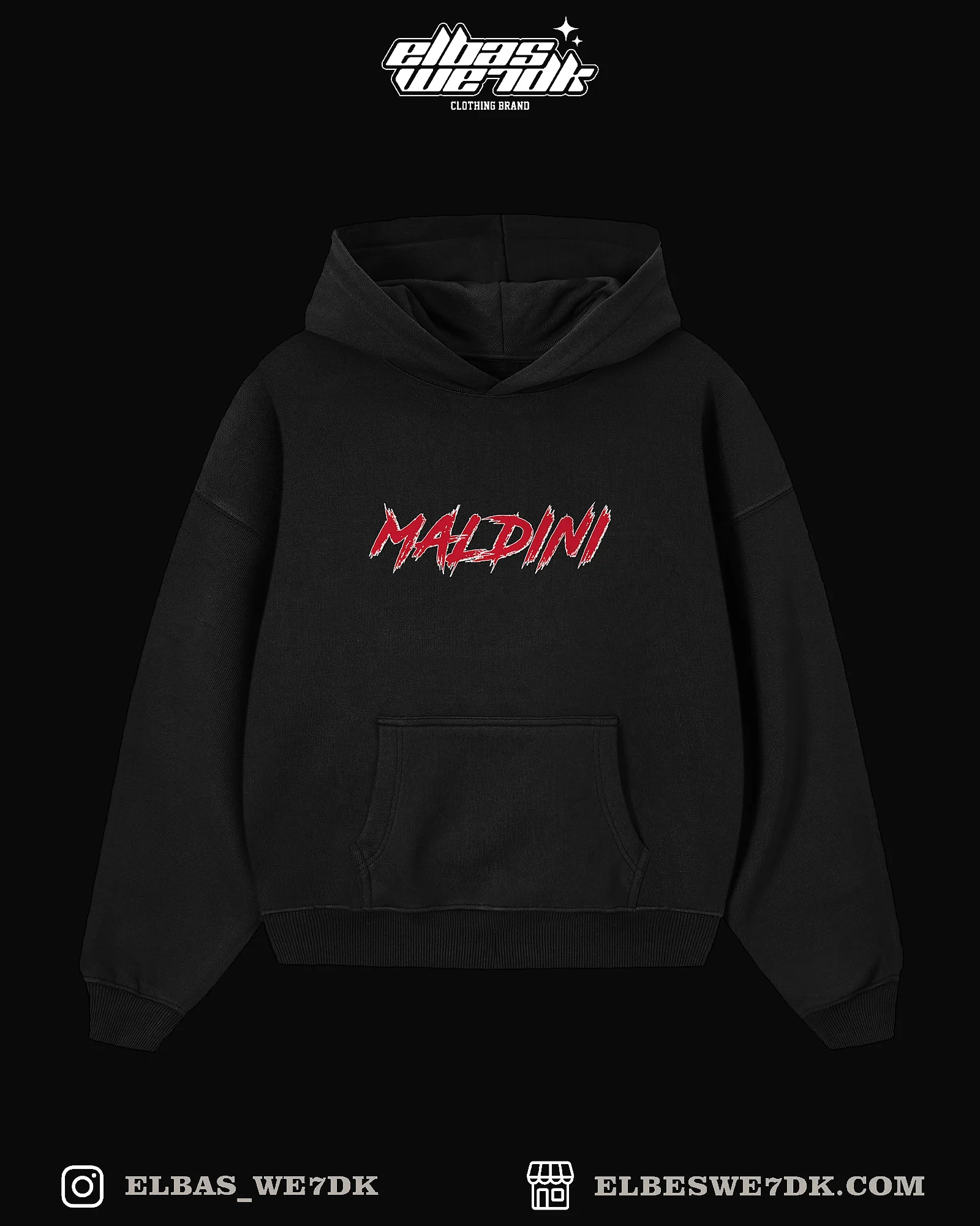 Maldini hoodie with anime design, oversized fit, streetwear style by ELBAS WE7DK.