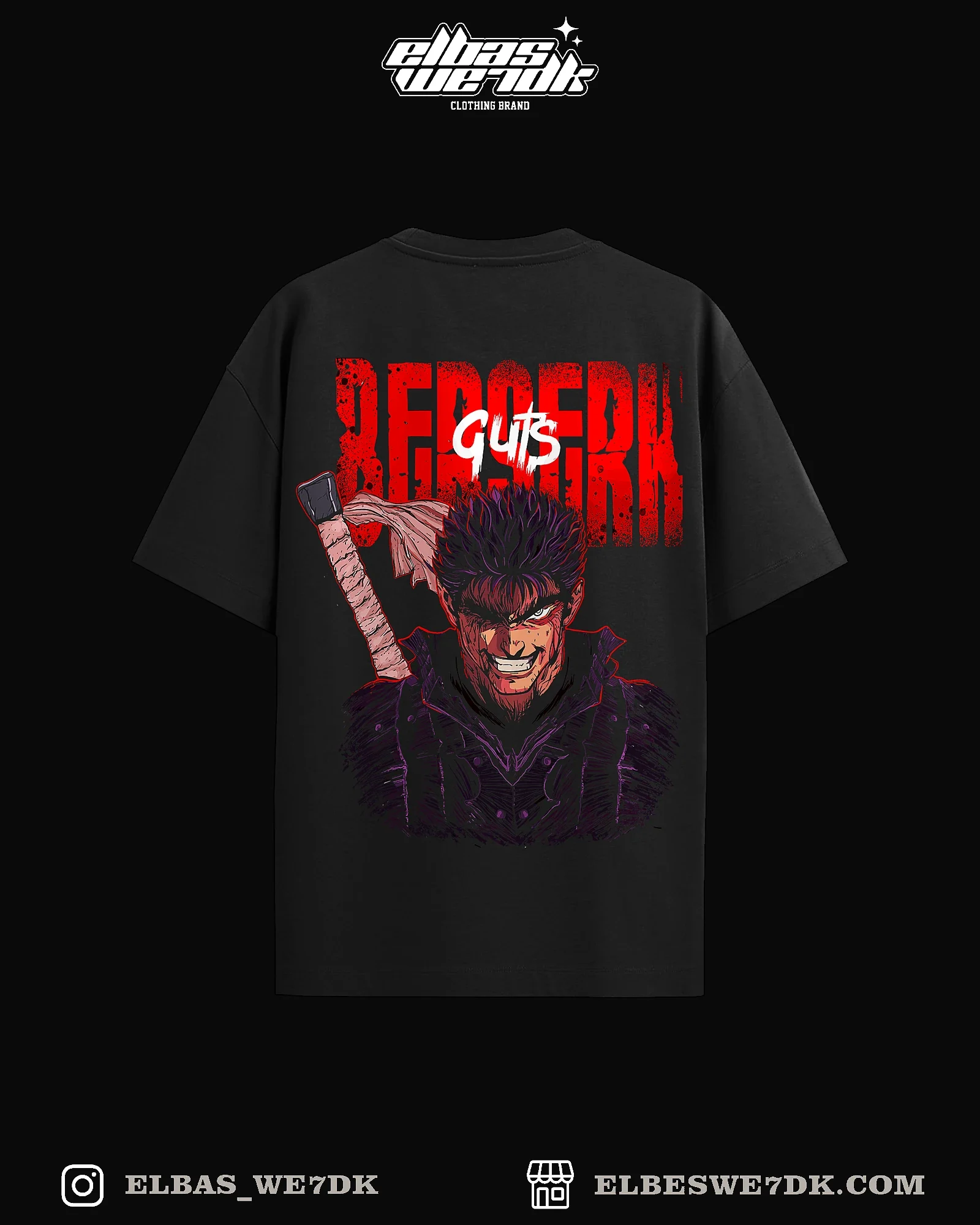 dark-3764 Berserk Guts oversized t-shirt by ELBAS WE7DK brand