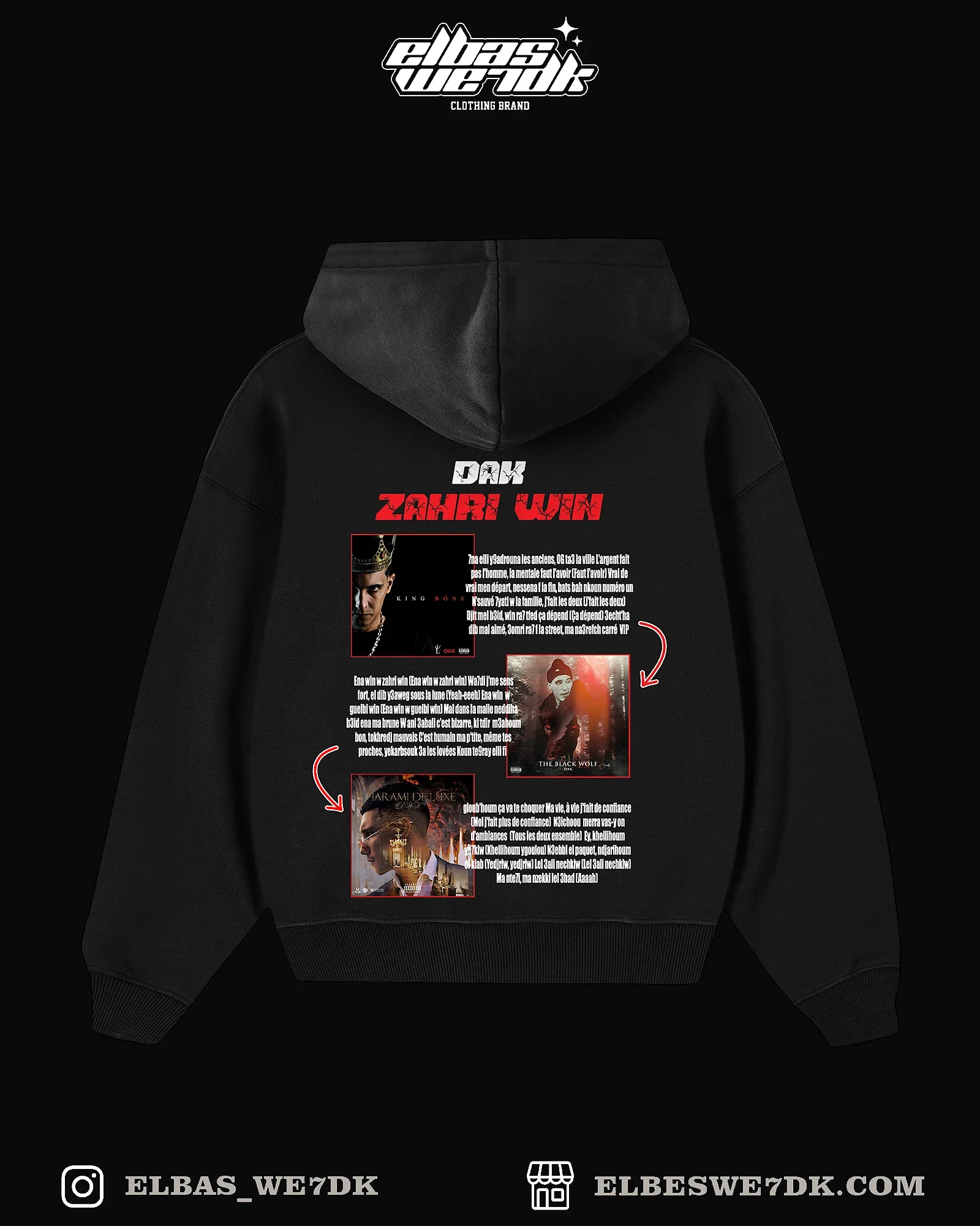 dark-4243 HOODIE DAK ZAHRI WIN by ELBAS WE7DK oversized cotton hoodie