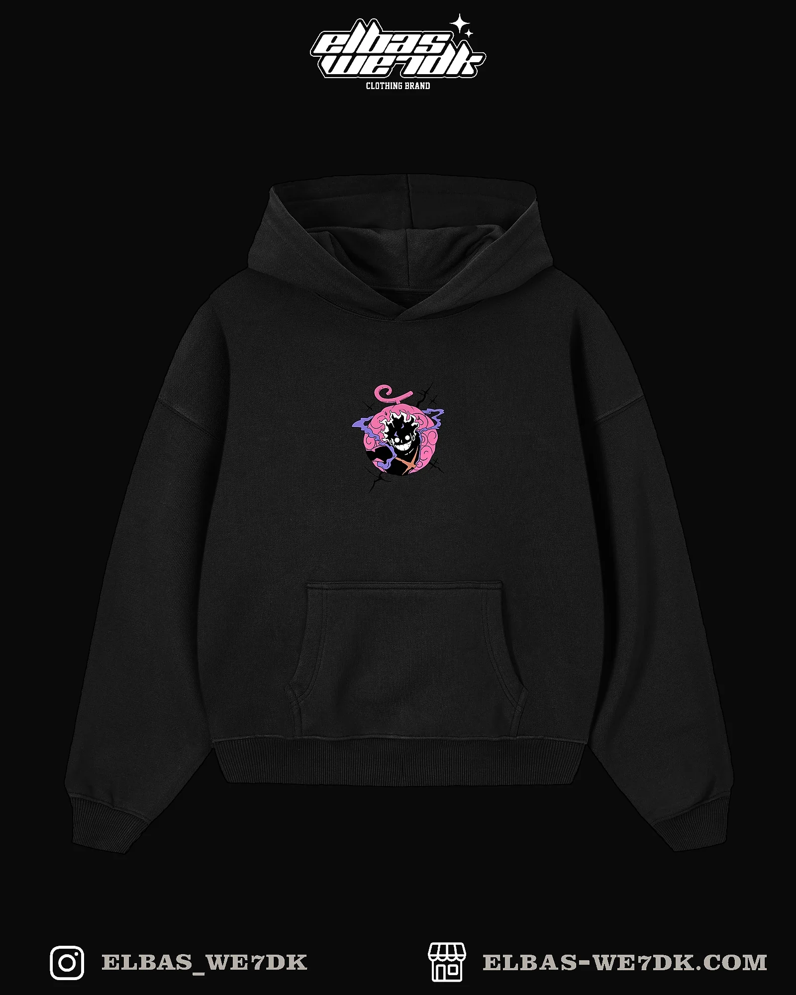 HOODIE LUFFY WORRIOR Black front