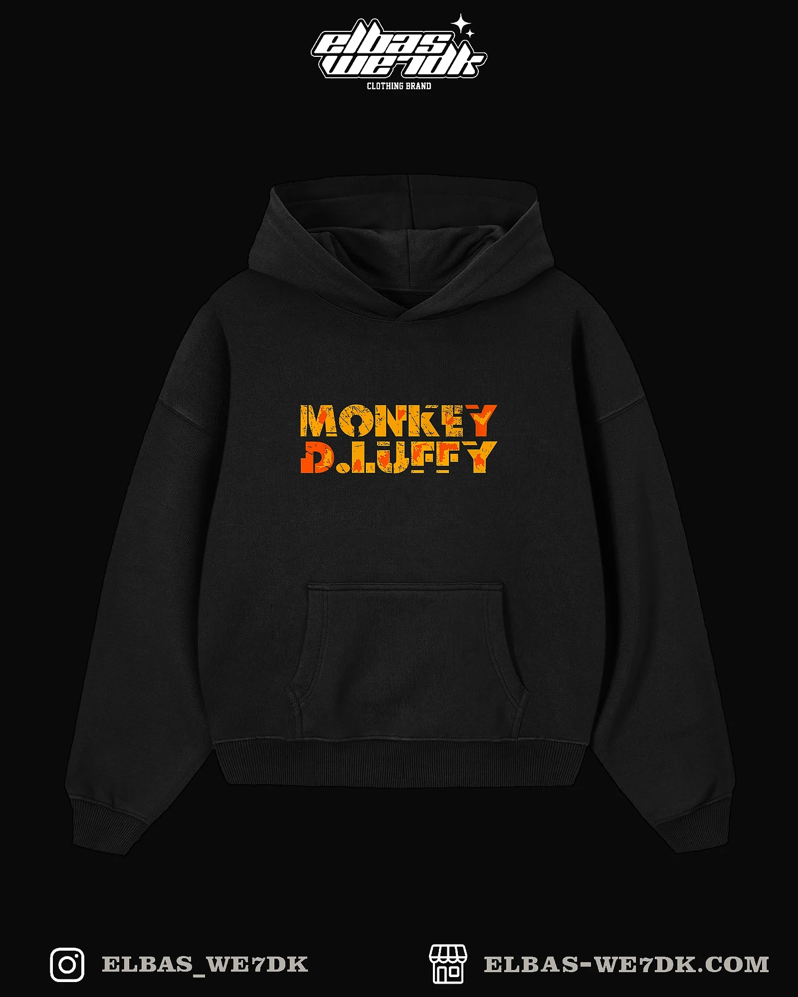 HOODIE LUFFY BTOUL Black front