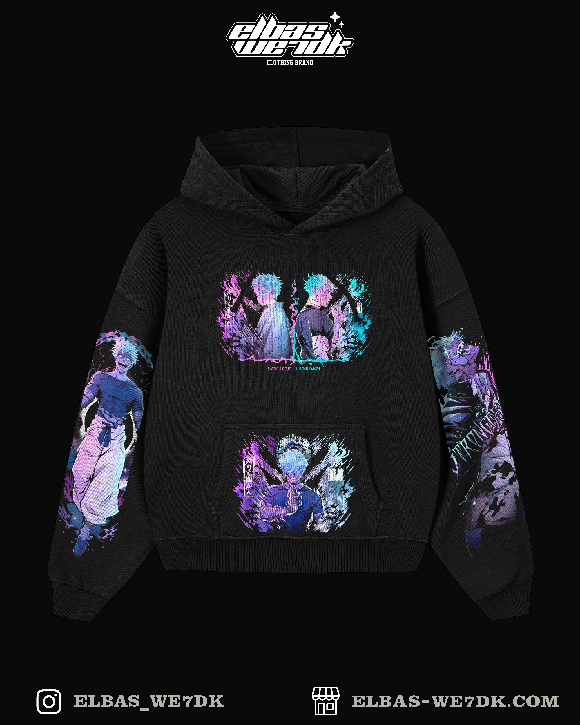 HOODIE GOJO SUPER Black front