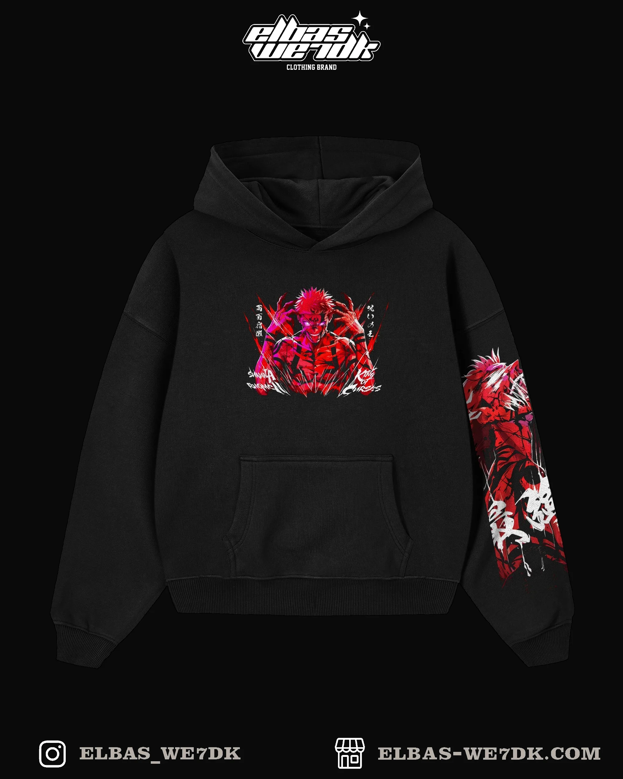 HOODIE SUKUNA SCREAM Black front