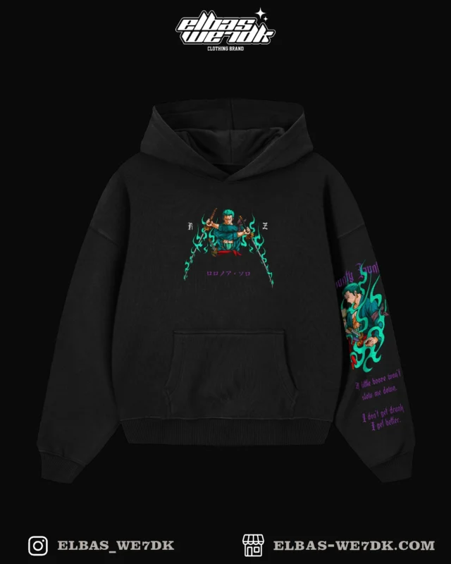 HOODIE ZORO HUNTER Black front