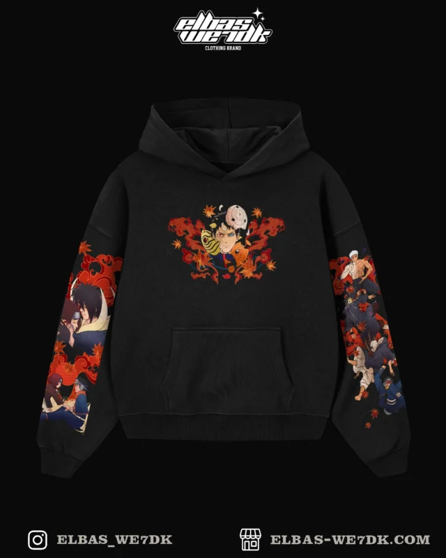 HOODIE OBITO STORY ORANGE Black front