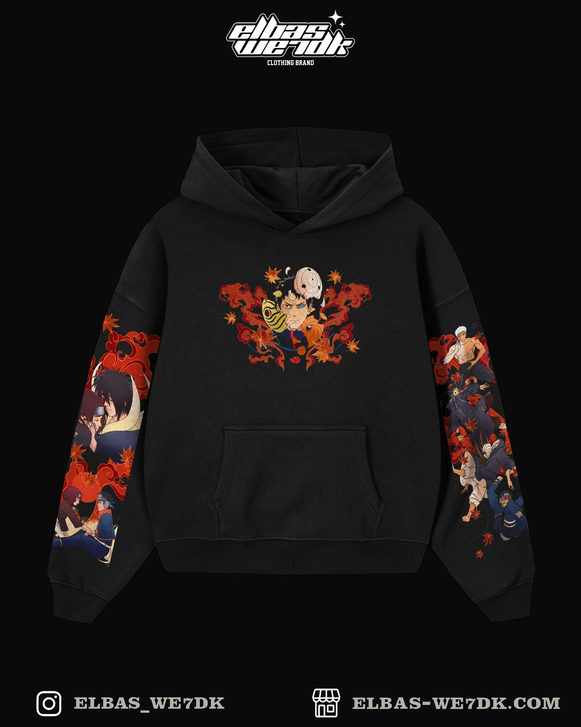 HOODIE OBITO STORY ORANGE Black front